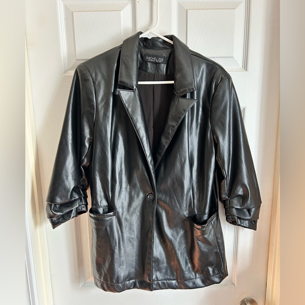 Rachel Zoe Women’s Black Faux Leather Blazer size M